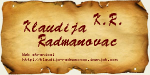 Klaudija Radmanovac vizit kartica
